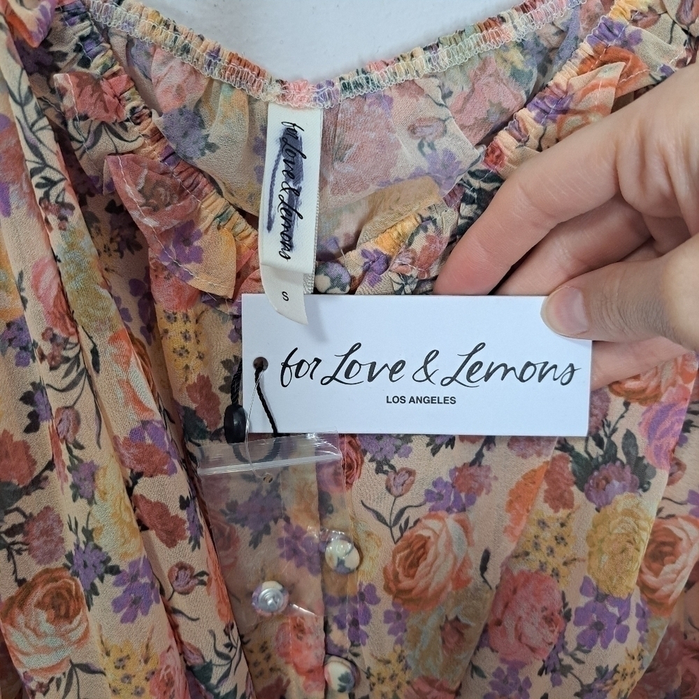 For Love and Lemons Gardenia floral robe dress pink small NWT - Picture 7 of 11